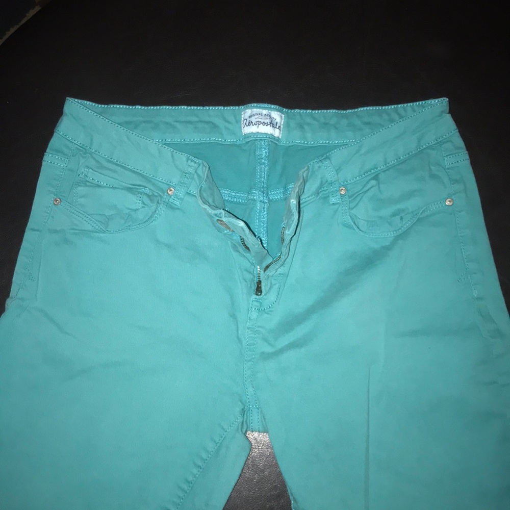 Skinny teal jeggings